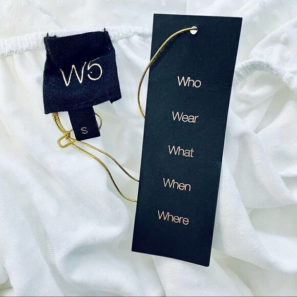 NWT W5 Flowy Swiss Dot Blouse Scoop Neck White Small - Picture 8 of 9